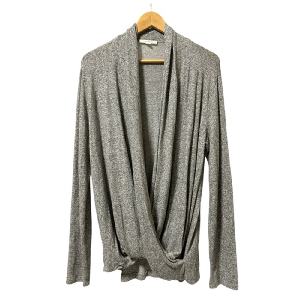 Anthropologie‎ Pure Good Shirt Women Size XL Gray Sweater Surplice Soft Drape